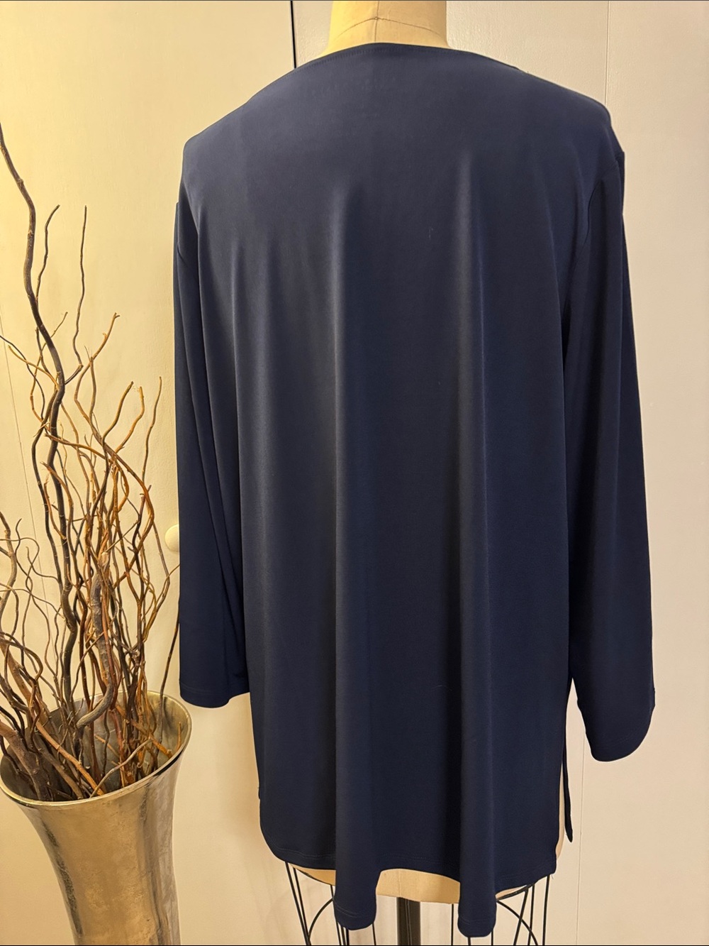 Susan Graver Navy V-Neck Long Sleeve Tunic - Picture 4 of 5